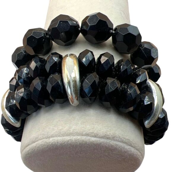 Black Beaded Necklace & Bracelet Set.  C3 - Picture 6 of 14